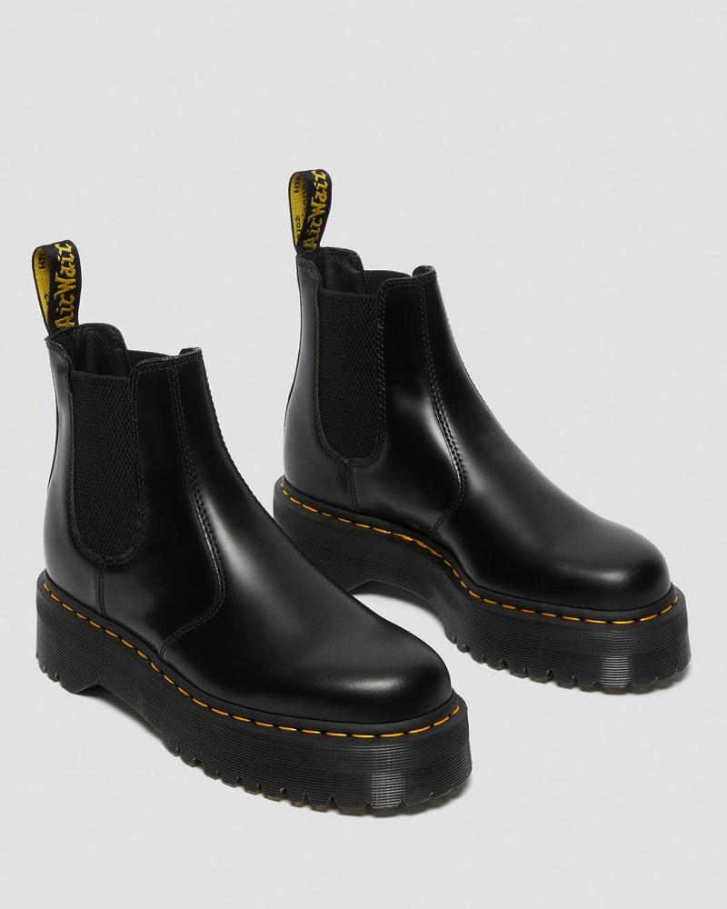 Dr Martens 2976 Polished Smooth Platform Enkellaars Heren Zwart | NL 377MQZ